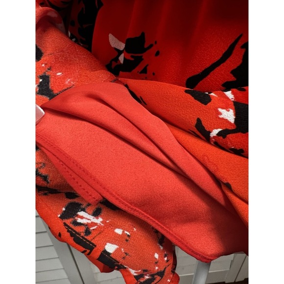 Karina Grimaldi Pilar Print Long Sleeve Deep V-Neck Blouson Mini Dress Medium - Picture 6 of 10